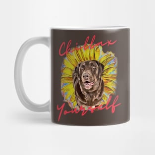 Chillax Yourself (labrador dog yellow flower) Mug